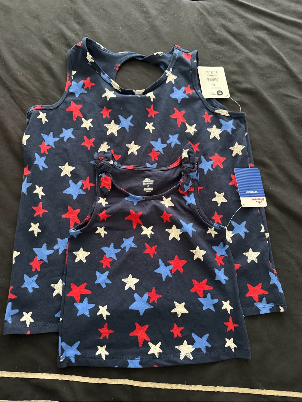 Navy Star Print Tank Tops - Red, White & Blue